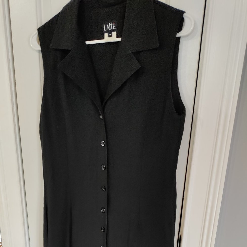 Plus size 14 sleeveless, collared, long black dress